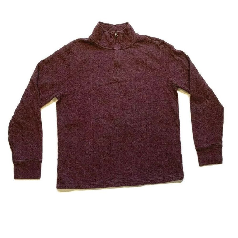J. Crew Knit Goods‎ Lined Jersey Sweater Pullover 1/4 Zip Cotton Mock Neck L EUC